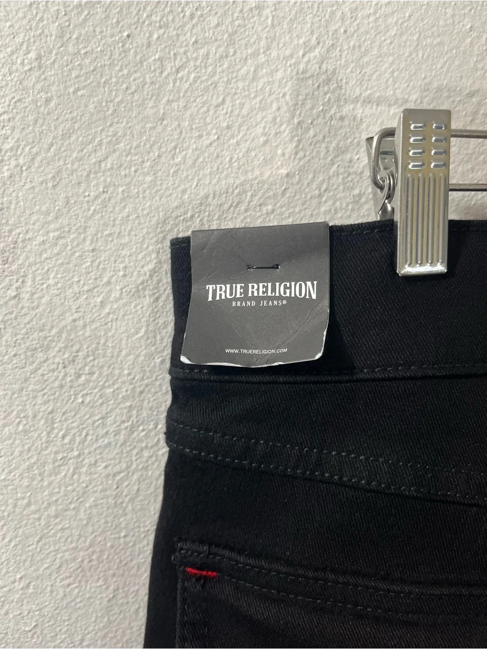 True Religion Ricky Applique SN Flap Straight “2SB Black Rinse” 36x30 #701564